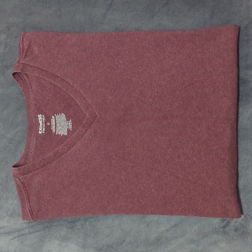 Express V-Neck Tee in Maroon, Size Large